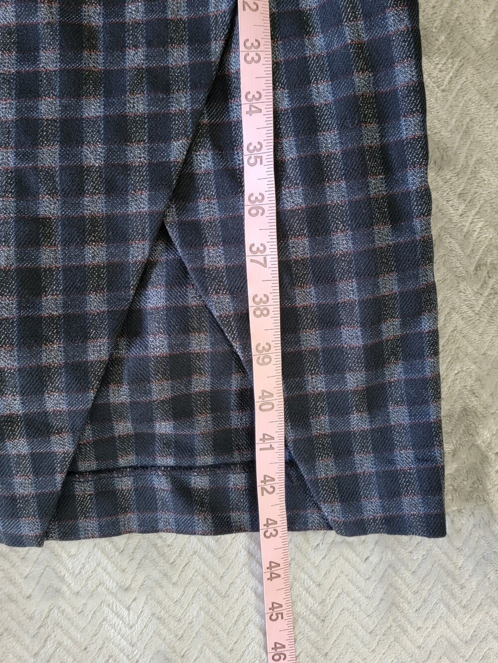 Banana Republic Blue Gray Plaid Tweed Sheath Slit Short Sleeve Midi Dress Sz 8 - Picture 12 of 12